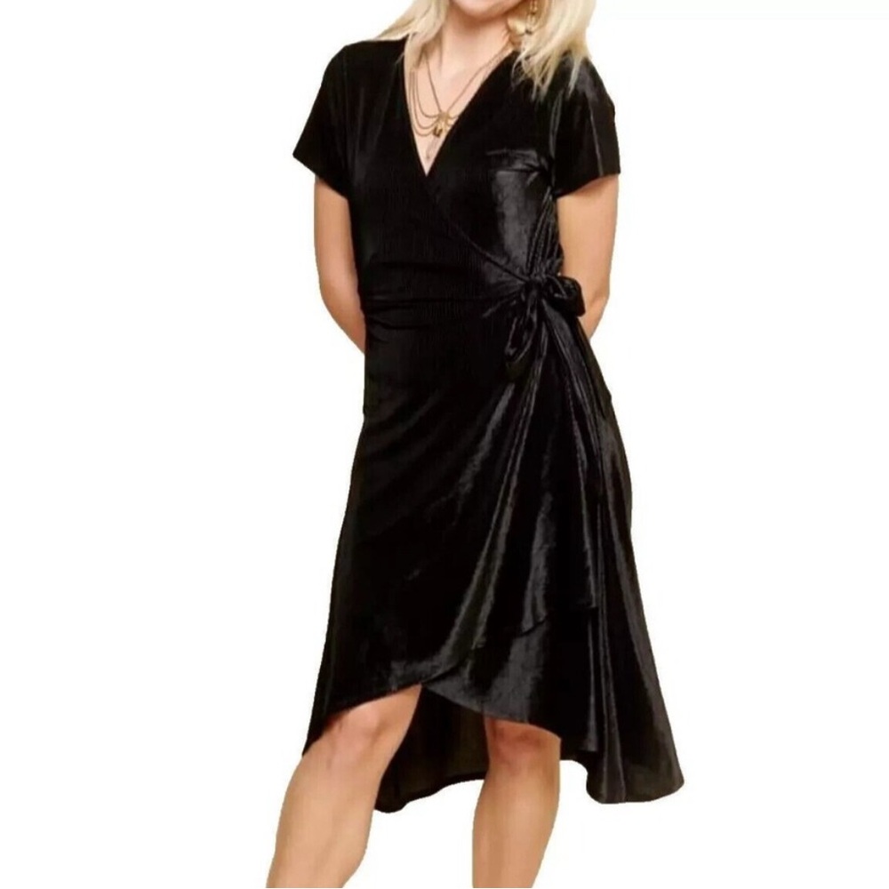 NWT black textured velvet Earthbound dress